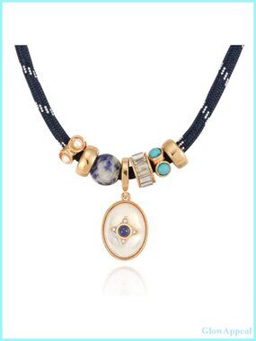Boho Woven Rope Necklace with Mother of Pearl Pendant, Adjustable